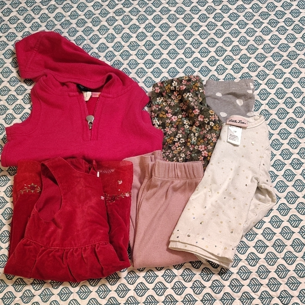Bundle Lot Girls Size 12 Months Clothing 6 Pieces Pants Shirt Dress Vest Lot 20